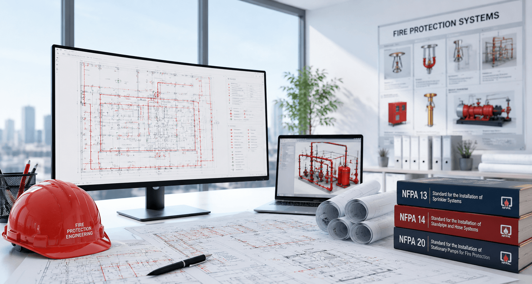 Fire protection piping and pump systems
