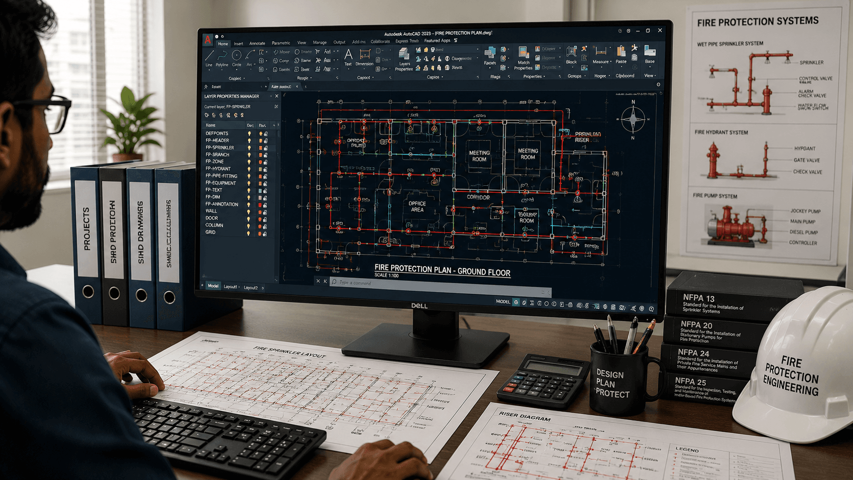 Fire protection engineering drawings and BIM coordination